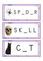 Vista previa - Tarjetas / Manipulativos - INGLÉS - Grafía de vocales letra MAYÚSCULA (Halloween) - página 2