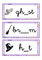 Vista previa - Tarjetas / Manipulativos - INGLÉS - Grafía de vocales letra minúscula ligada (Halloween) - página 3