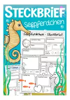 Vorschau - Stationenlernen - Seepferdchen Steckbrief - Deckblatt