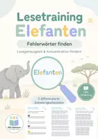 Vorschau - Arbeitsblätter - Lesetraining Elefanten: Fehlerwörter finden, Fördermaterial LRS - Deckblatt