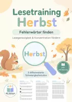 Vorschau - Arbeitsblätter - Lesetraining Herbst: Fehlerwörter finden, Fördermaterial LRS - Deckblatt