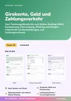 Vorschau - Arbeitsblätter - Girokonto, Geld und Zahlungsverkehr | Arbeitsheft + Klassenarbeit | IBAN, Überweisung & Online-Banking | Wirtschaft Klasse 7/8 | mit Lösungen - Deckblatt