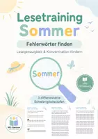 Vorschau - Arbeitsblätter - Lesetraining Sommer: Fehlerwörter finden, Fördermaterial LRS - Deckblatt