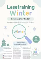 Vorschau - Arbeitsblätter - Lesetraining Winter: Fehlerwörter finden, Fördermaterial LRS - Deckblatt