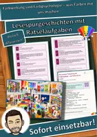 Vorschau - Arbeitsblätter - Farbwirkung und Farbpsychologie – was Farben mit uns machen – Lesespurgeschichte mit Rätselaufgaben (Klasse 8) - Deckblatt