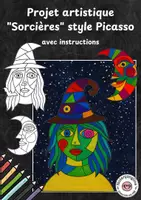 Aperçu - Matériel pour travaux manuels / dessin - Projet artistique d'Halloween : sorcières à la manière de Picasso - Page de couverture