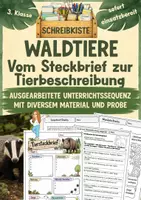 Vorschau - Stundenentwürfe - Schreibkiste - Waldtiere: Vom Tiersteckbrief zur Tierbeschreibung | komplette Unterrichtsreihe Deutsch Klasse 3 inkl. Sachtexte, Schreibplan & Probe - Deckblatt