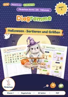 Vorschau - Arbeitsblätter - Strichliste und Säulendiagramm an Halloween | Diagramme lesen und ergänzen, Messen in cm, Waage-Rätsel | Klasse 1 - Deckblatt