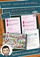 Vorschau - Arbeitsblätter - Pop Art – Kunst aus dem Alltag – Lesespurgeschichte mit Rätselaufgaben (Klasse 9) - Deckblatt