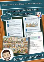 Vorschau - Arbeitsblätter - Illustration – wie Bilder ins Buch kommen – Lesespurgeschichte mit Rätselaufgaben (Klasse 6) - Deckblatt