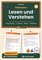 Vorschau - Arbeitsblätter - Halloween Lesen und Verstehen Klasse 2/3 - Deckblatt