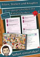 Vorschau - Arbeitsblätter - Filzen, Sticken und Knüpfen – Lesespurgeschichte mit Rätselaufgaben (Klasse 3) - Deckblatt