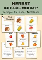 Vorschau - Stationenlernen - Lernspiel Herbst "Ich habe Wer hat?" Lesespiel | Sprachspiel Deutsch für Kita, Vorschule & Klasse 1–2 | Sprachförderung, Lesen & Wortschatz - Deckblatt