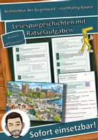Vorschau - Arbeitsblätter - Architektur der Gegenwart – nachhaltig bauen – Lesespurgeschichte mit Rätselaufgaben (Klasse 10) - Deckblatt