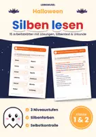 Vorschau - Arbeitsblätter - Halloween Silben lesen Klasse 1/2 - Deckblatt