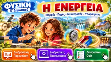 Προεπισκόπηση - Υποστηρικτικό υλικό / Ειδική αγωγή - Ενέργεια – Φυσική Ε΄ Δημοτικού | Διαδραστική Παρουσίαση, Προσομοιώσεις & Online Quiz - Εξώφυλλο