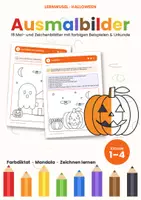 Vorschau - Arbeitsblätter - Halloween Ausmalbilder Klasse 1-4 - Deckblatt