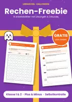 Vorschau - Arbeitsblätter - Halloween Mathe Freebie: Rechnen bis 20 - Deckblatt