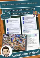 Vorschau - Arbeitsblätter - Digitale Kunst – vom Pixel zur Projektion – Lesespurgeschichte mit Rätselaufgaben (Klasse 10) - Deckblatt