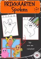 Voorbeeld - Afbeeldingskaarten - Halloween raamdecoratie spoken – prikkaarten - Voorblad