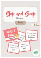 Vorschau - Spiele - Stop and Swap Wortarten | Nomen, Verben, Adjektive, Artikel & Pronomen | 44 Karten | mit Lösung - Deckblatt