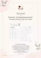 Vorschau - Arbeitsblätter - Personal- & Possessivpronomen – Arbeitsblätter m. Lös. | 3./4. Klasse - Deckblatt