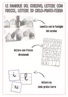 anteprima - Esercizi - Famiglie del corsivo, frecce direzionali, cielo prato terra - Pagina di copertina