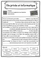 Aperçu - Inclusion - Vie privée et informatique – Fiche : texte à trous, compréhension orale et mots mêlés - Page 1
