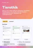 Vorschau - Unterrichtsreihen - Tierethik | Arbeitsheft + Klassenarbeit | Tierschutz, Pathozentrismus & Tierhaltung | Ethik Klasse 7/8 | mit Lösungen - Deckblatt
