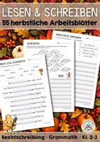 Vorschau - Arbeitsblätter - Lesen & Schreiben | Rechtschreibung, Satzbau, Grammatik - Im Herbst (Klasse 2-3) - Deckblatt