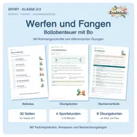 Vorschau - Stundenentwürfe - Werfen und Fangen – Sport Klasse 2/3 | 6 Sportstunden und 8 Übungskarten mit Roboter Bo - Deckblatt