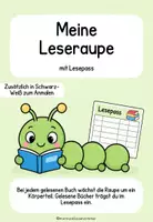 Vorschau - Mal- und Bastelvorlagen - Leseraupe und Lesepass - Deckblatt