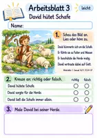 Vorschau - Arbeitsblätter - David – Gott sieht das Herz | Religion Klasse 1 Arbeitsblätter | Evangelische Religionslehre | 10 Arbeitsblätter als PDF - Seite 3