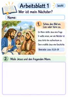Vorschau - Arbeitsblätter - Der barmherzige Samariter | Religion Klasse 1 Arbeitsblätter | Evangelische Religionslehre | 10 Arbeitsblätter als PDF - Seite 1