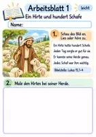 Vorschau - Arbeitsblätter - Das verlorene Schaf | Religion Klasse 1 Arbeitsblätter | Evangelische Religionslehre | 10 Arbeitsblätter als PDF - Seite 1