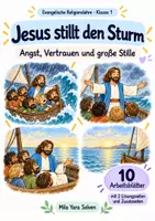 Vorschau - Arbeitsblätter - Jesus stillt den Sturm | Religion Klasse 1 Arbeitsblätter | Evangelische Religionslehre | 10 Arbeitsblätter als PDF - Deckblatt