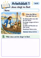 Vorschau - Arbeitsblätter - Jesus stillt den Sturm | Religion Klasse 1 Arbeitsblätter | Evangelische Religionslehre | 10 Arbeitsblätter als PDF - Seite 1