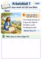 Vorschau - Arbeitsblätter - Beten mit Jesus | Religion Klasse 1 Arbeitsblätter | Evangelische Religionslehre | 10 Arbeitsblätter als PDF - Seite 1