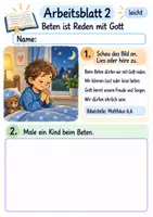 Vorschau - Arbeitsblätter - Beten mit Jesus | Religion Klasse 1 Arbeitsblätter | Evangelische Religionslehre | 10 Arbeitsblätter als PDF - Seite 2