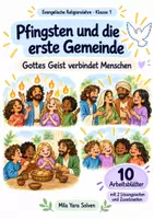 Vorschau - Arbeitsblätter - Pfingsten und die erste Gemeinde | Religion Klasse 1 Arbeitsblätter | Evangelische Religionslehre | 10 Arbeitsblätter als PDF - Deckblatt
