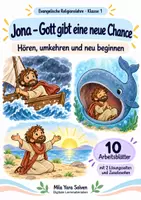 Vorschau - Arbeitsblätter - Jona – Gott gibt eine neue Chance | Religion Klasse 1 Arbeitsblätter | Evangelische Religionslehre | 10 Arbeitsblätter als PDF - Deckblatt