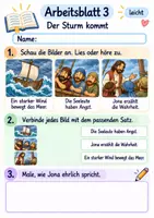 Vorschau - Arbeitsblätter - Jona – Gott gibt eine neue Chance | Religion Klasse 1 Arbeitsblätter | Evangelische Religionslehre | 10 Arbeitsblätter als PDF - Seite 3