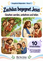 Vorschau - Arbeitsblätter - Zachäus begegnet Jesus | Religion Klasse 1 Arbeitsblätter | Evangelische Religionslehre | 10 Arbeitsblätter als PDF - Deckblatt