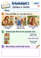 Vorschau - Arbeitsblätter - Zachäus begegnet Jesus | Religion Klasse 1 Arbeitsblätter | Evangelische Religionslehre | 10 Arbeitsblätter als PDF - Seite 1