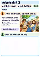 Vorschau - Arbeitsblätter - Zachäus begegnet Jesus | Religion Klasse 1 Arbeitsblätter | Evangelische Religionslehre | 10 Arbeitsblätter als PDF - Seite 2