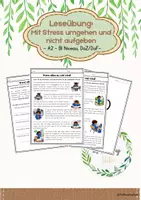 Vorschau - Arbeitsblätter - Leseübung: Mit Stress umgehen/nicht aufgeben/ DaZ & DaF/A2-B1 - Deckblatt
