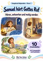Vorschau - Arbeitsblätter - Samuel hört Gottes Ruf | Religion Klasse 1 Arbeitsblätter | Evangelische Religionslehre | 10 Arbeitsblätter als PDF - Deckblatt