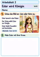 Vorschau - Arbeitsblätter - Ester ist mutig | Religion Klasse 1 Arbeitsblätter | Evangelische Religionslehre | 10 Arbeitsblätter als PDF - Seite 2