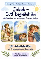 Vorschau - Arbeitsblätter - Jakob – Gott begleitet ihn | Religion Klasse 1 Arbeitsblätter | Evangelische Religionslehre | 10 Arbeitsblätter als PDF - Deckblatt