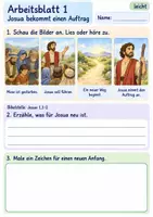Vorschau - Arbeitsblätter - Josua – Gott schenkt Mut | Religion Klasse 1 Arbeitsblätter | Evangelische Religionslehre | 10 Arbeitsblätter als PDF - Seite 1